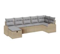 vidaXL Set Divano da Giardino con Cuscino 7 PCS Beige polyrattan, Giardino e Terrazzo, Set di Mobili Modulari, Resistente alle Intemperie, Leggero, Divano Regolabile e con Ripostigli