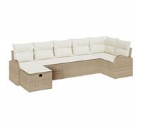 vidaXL Set da Giardino 7 Pezzi con Cuscini Beige in polirattan. Design modulare, Resistente alle intemperie. Mobilio Outdoor Che Include foderine per Cuscini Lounge. Perfetto per terrazze e pranzi a