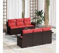 vidaXL Set Divano da Giardino con cuscino 7 pcs Beige Rosso, Set di divani per giardino e terrazza, modulare, resistente, leggero e con materiali anti-UV per un comfort all'aperto
