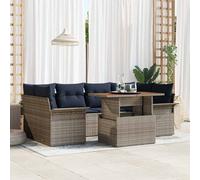 vidaXL Set Divano da Giardino con cuscino 7 pcs grigio e blu navy
