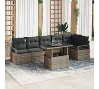 vidaXL Set Divano da Giardino con cuscino 7 pcs Grigio Poly Rattan