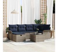 vidaXL Set Divano da Giardino con cuscino 7 pcs Grigio Poly Rattan