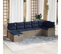 vidaXL Set Divano da Giardino con cuscino 7 pcs Grigio Poly Rattan, Divano Modular per Giardino e Terrazza, Resistente, Leggero, in Materiale UV, con Scomparti per Riporre