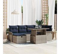 vidaXL Set Divano da Giardino con cuscino 7 pcs Grigio Poly Rattan, Divano modulare da giardino e terrazza, leggero, resistente ai raggi UV, con scomparti, comfort in patio