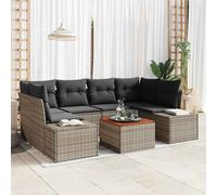 vidaXL Set Divano da Giardino con cuscino 7 pcs Grigio Poly Rattan