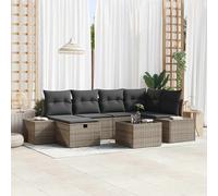 vidaXL Set Divano da Giardino con cuscino 7 pcs Grigio Poly Rattan