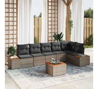 vidaXL Set Divano da Giardino con cuscino 7 pcs Grigio Poly Rattan