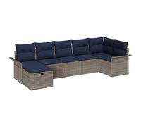vidaXL Set Divano da Giardino con cuscino 7 pcs Grigio Poly Rattan, Divano Modular per Giardino e Terrazza, Resistente, Leggero, in Materiale UV, con Scomparti per Riporre