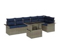 vidaXL Set Divano da Giardino con cuscino 7 pcs Grigio Poly Rattan, Divano Modulare per Giardino e Terrazza, Mobili da Esterno, Resistente ai Raggi UV, Stile Contemporaneo