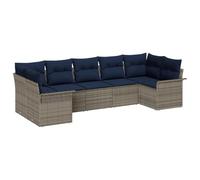 vidaXL Set Divano da Giardino con cuscino 7 pcs Grigio Poly Rattan, Set di divani da giardino e terrazza, design moderno, leggero, materiali resistenti ai raggi UV, seduta all'aperto