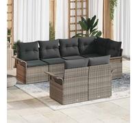 vidaXL Set Divano da Giardino con cuscino 7 pcs Grigio polyrattan