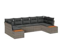 vidaXL Set di Divano da Giardino a 7 Pezzi con Cuscini Grigi in Rattan Sintetico, Ideale per Balconi, Patii e Giardini. Lounger Sezionale Esterno, Seduta Terrassa, Mobile da Giardino, Divano per Cor