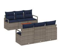 vidaXL Set Divano da Giardino con cuscino 7 pcs Grigio polyrattan, Set giardino moderno, resistente, leggero, modulare, materiali anti-UV, divano esterno, relax, arredamento per patio
