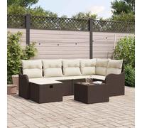 vidaXL Set Divano da Giardino con cuscino 7 pcs Marrone Poly Rattan