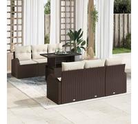 vidaXL Set Divano da Giardino con cuscino 7 pcs Marrone Poly Rattan