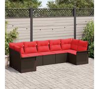 vidaXL Set Divano da Giardino con cuscino 7 pcs Marrone Poly Rattan, Set di divani da giardino e terrazza, design moderno, leggero, materiali resistenti ai raggi UV, seduta all'aperto