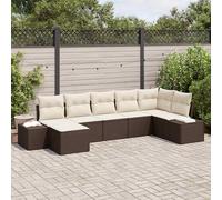 vidaXL Set Divano da Giardino con cuscino 7 pcs Marrone Poly Rattan