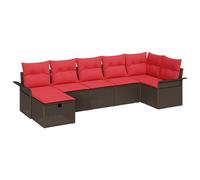 vidaXL Set Divano da Giardino con cuscino 7 pcs Marrone Poly Rattan, Mobili da giardino e terrazza, set modulari leggeri in rattan, divano resistente per gli spazi esterni
