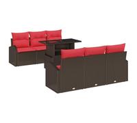 vidaXL Set Divano da Giardino con cuscino 7 pcs Marrone Poly Rattan, Divano modulare da giardino e terrazza, mobili da esterno rettangolari, con piedi regolabili per un moderno relax
