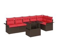 vidaXL Set Divano da Giardino con cuscino 7 pcs Marrone Poly Rattan, Divano modulare moderno per giardino e terrazza, arredo esterno elegante, resistente ai raggi UV