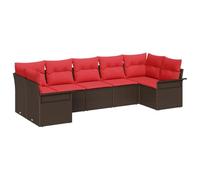 vidaXL Set Divano da Giardino con cuscino 7 pcs Marrone Poly Rattan, Set di divani da giardino e terrazza, design moderno, leggero, materiali resistenti ai raggi UV, seduta all'aperto