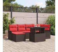 vidaXL Set Divano da Giardino con cuscino 7 pcs Marrone polyrattan