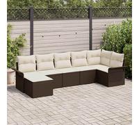 vidaXL Set Divano da Giardino con cuscino 7 pcs Marrone polyrattan