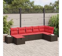 vidaXL Set Divano da Giardino con cuscino 7 pcs Marrone polyrattan, Sofa moderno per giardino e terrazza, resistente agli agenti atmosferici, modulare e perfetto per l'esterno