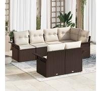 vidaXL Set Divano da Giardino con cuscino 7 pcs Marrone polyrattan