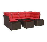 vidaXL Set Divano da Giardino con cuscino 7 pcs Marrone polyrattan, Set di divani moderno per giardini e terrazzi, mobili da esterno, leggeri, resistenti e dal design versatile