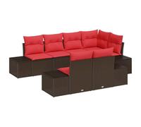 vidaXL Set Divano da Giardino con cuscino 7 pcs Marrone polyrattan, Set di divani modulari moderni per giardino e terrazza, comfort outdoor, texture intrecciata, resistente alle intemperie