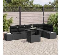 vidaXL Set Divano da Giardino con cuscino 7 pcs Nero 100 x 55 x 73 cm