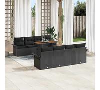 vidaXL Set Divano da Giardino con cuscino 7 pcs Nero 100 x 55 x 73 cm