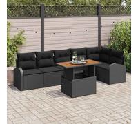 vidaXL Set Divano da Giardino con cuscino 7 pcs Nero