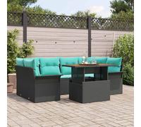 vidaXL Set Divano da Giardino con cuscino 7 pcs Nero e blu