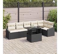 vidaXL Set Divano da Giardino con cuscino 7 pcs Nero e crema
