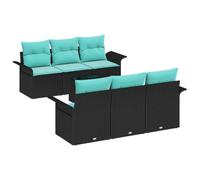vidaXL Set Divano da Giardino con cuscino 7 pcs Nero e Turchese, Set di divani per giardino e terrazza, modulare, resistente, leggero e con materiali anti-UV per un comfort all'aperto