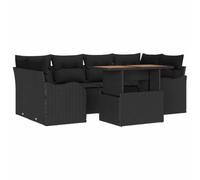 vidaXL Set di Divani da Giardino, 7 Pezzi, Comodi Cuscini in Rattan Resina Nera. Divano sezionale per 5 Persone, Ideale per Esterni e Patio. Arredamento Moderno per terrazze e Lounge sul lungomare.