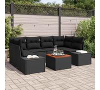 vidaXL Set Divano da Giardino con cuscino 7 pcs Nero Poly Rattan