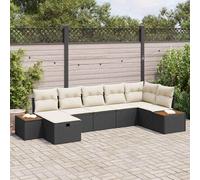 vidaXL Set Divano da Giardino con cuscino 7 pcs Nero Poly Rattan