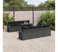 vidaXL Set Divano da Giardino con cuscino 7 pcs Nero Poly Rattan