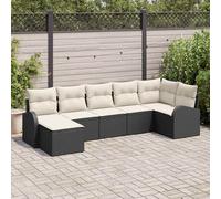 vidaXL Set Divano da Giardino con cuscino 7 pcs Nero Poly Rattan