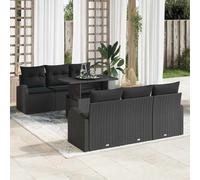 vidaXL Set Divano da Giardino con cuscino 7 pcs Nero Poly Rattan