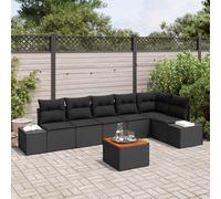 vidaXL Set Divano da Giardino con cuscino 7 pcs Nero Poly Rattan