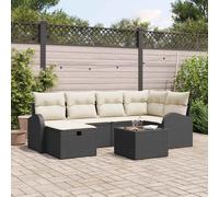 vidaXL Set Divano da Giardino con cuscino 7 pcs Nero Poly Rattan