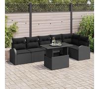 vidaXL Set Divano da Giardino con cuscino 7 pcs Nero Poly Rattan