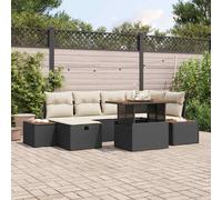 vidaXL Set Divano da Giardino con cuscino 7 pcs Nero Poly Rattan