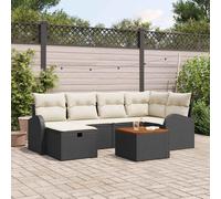 vidaXL Set Divano da Giardino con cuscino 7 pcs Nero Poly Rattan
