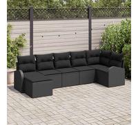 vidaXL Set Divano da Giardino con cuscino 7 pcs Nero Poly Rattan
