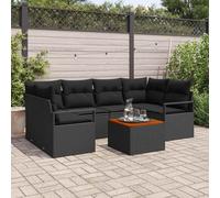 vidaXL Set Divano da Giardino con cuscino 7 pcs Nero Poly Rattan